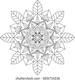 Easy Mandala coloring book simple and basic for beginners, seniors and children. Set of Mehndi flower pattern for Henna drawing and tattoo. Decoration in ethnic oriental, Indian style.