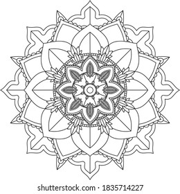 Easy Mandala coloring book simple and basic for beginners, seniors and children. Set of Mehndi flower pattern for Henna drawing and tattoo. Decoration in ethnic oriental, Indian style.