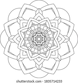 Easy Mandala coloring book simple and basic for beginners, seniors and children. Set of Mehndi flower pattern for Henna drawing and tattoo. Decoration in ethnic oriental, Indian style.