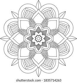 Easy Mandala coloring book simple and basic for beginners, seniors and children. Set of Mehndi flower pattern for Henna drawing and tattoo. Decoration in ethnic oriental, Indian style.