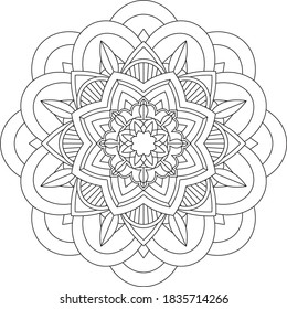 Easy Mandala coloring book simple and basic for beginners, seniors and children. Set of Mehndi flower pattern for Henna drawing and tattoo. Decoration in ethnic oriental, Indian style.