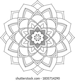 Easy Mandala coloring book simple and basic for beginners, seniors and children. Set of Mehndi flower pattern for Henna drawing and tattoo. Decoration in ethnic oriental, Indian style.