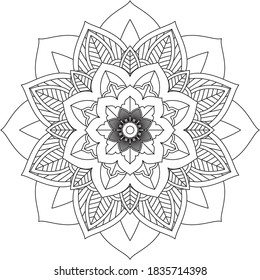 Easy Mandala coloring book simple and basic for beginners, seniors and children. Set of Mehndi flower pattern for Henna drawing and tattoo. Decoration in ethnic oriental, Indian style.