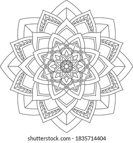 Easy Mandala coloring book simple and basic for beginners, seniors and children. Set of Mehndi flower pattern for Henna drawing and tattoo. Decoration in ethnic oriental, Indian style.