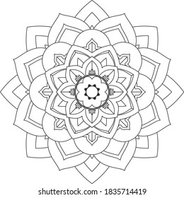 Easy Mandala coloring book simple and basic for beginners, seniors and children. Set of Mehndi flower pattern for Henna drawing and tattoo. Decoration in ethnic oriental, Indian style.