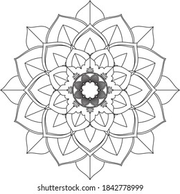 Easy Mandala coloring book simple and basic for beginners, seniors and children. Set of Mehndi flower pattern for Henna drawing and tattoo. Decoration in ethnic oriental, Indian style.