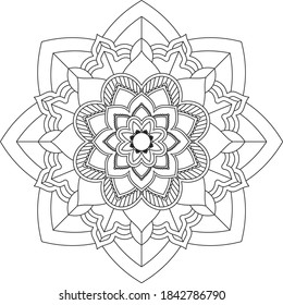 Easy Mandala coloring book simple and basic for beginners, seniors and children. Set of Mehndi flower pattern for Henna drawing and tattoo. Decoration in ethnic oriental, Indian style.