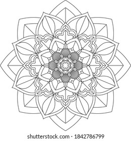 Easy Mandala coloring book simple and basic for beginners, seniors and children. Set of Mehndi flower pattern for Henna drawing and tattoo. Decoration in ethnic oriental, Indian style.