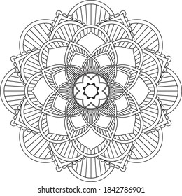 Easy Mandala coloring book simple and basic for beginners, seniors and children. Set of Mehndi flower pattern for Henna drawing and tattoo. Decoration in ethnic oriental, Indian style.