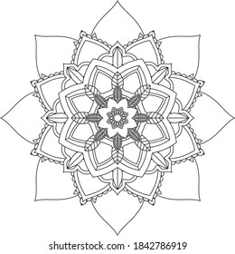 Easy Mandala coloring book simple and basic for beginners, seniors and children. Set of Mehndi flower pattern for Henna drawing and tattoo. Decoration in ethnic oriental, Indian style.