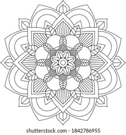 Easy Mandala coloring book simple and basic for beginners, seniors and children. Set of Mehndi flower pattern for Henna drawing and tattoo. Decoration in ethnic oriental, Indian style.