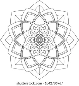 Easy Mandala coloring book simple and basic for beginners, seniors and children. Set of Mehndi flower pattern for Henna drawing and tattoo. Decoration in ethnic oriental, Indian style.