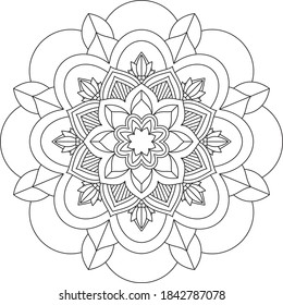 Easy Mandala coloring book simple and basic for beginners, seniors and children. Set of Mehndi flower pattern for Henna drawing and tattoo. Decoration in ethnic oriental, Indian style.