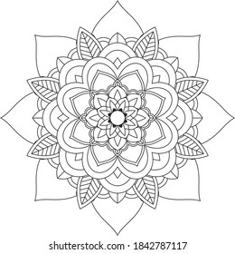 Un libro sencillo y sencillo para principiantes, adultos mayores y niños. Conjunto de motivos florales de Mehndi para el dibujo y tatuaje de Henna. Decoración de estilo étnico oriental, indio.