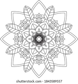 Easy Mandala coloring book simple and basic for beginners, seniors and children. Set of Mehndi flower pattern for Henna drawing and tattoo. Decoration in ethnic oriental, Indian style.