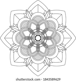 Easy Mandala coloring book simple and basic for beginners, seniors and children. Set of Mehndi flower pattern for Henna drawing and tattoo. Decoration in ethnic oriental, Indian style.