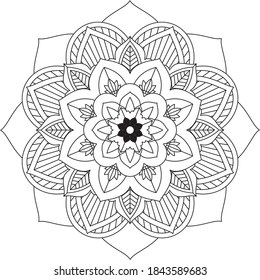 Easy Mandala coloring book simple and basic for beginners, seniors and children. Set of Mehndi flower pattern for Henna drawing and tattoo. Decoration in ethnic oriental, Indian style.