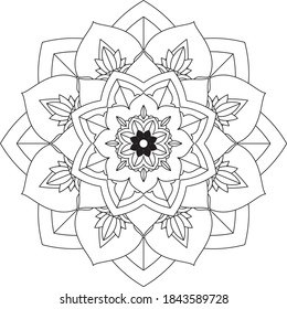 Easy Mandala coloring book simple and basic for beginners, seniors and children. Set of Mehndi flower pattern for Henna drawing and tattoo. Decoration in ethnic oriental, Indian style.