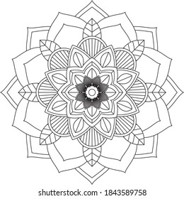 Easy Mandala coloring book simple and basic for beginners, seniors and children. Set of Mehndi flower pattern for Henna drawing and tattoo. Decoration in ethnic oriental, Indian style.