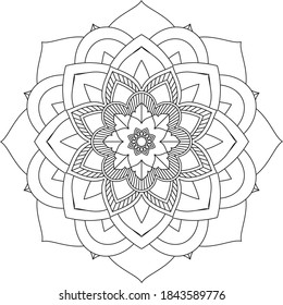 Easy Mandala coloring book simple and basic for beginners, seniors and children. Set of Mehndi flower pattern for Henna drawing and tattoo. Decoration in ethnic oriental, Indian style.