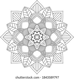 Easy Mandala coloring book simple and basic for beginners, seniors and children. Set of Mehndi flower pattern for Henna drawing and tattoo. Decoration in ethnic oriental, Indian style.