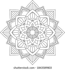 Easy Mandala coloring book simple and basic for beginners, seniors and children. Set of Mehndi flower pattern for Henna drawing and tattoo. Decoration in ethnic oriental, Indian style.