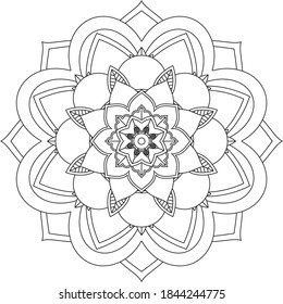 Easy Mandala coloring book simple and basic for beginners, seniors and children. Set of Mehndi flower pattern for Henna drawing and tattoo. Decoration in ethnic oriental, Indian style.