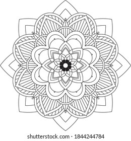 Easy Mandala coloring book simple and basic for beginners, seniors and children. Set of Mehndi flower pattern for Henna drawing and tattoo. Decoration in ethnic oriental, Indian style.