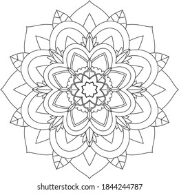 Easy Mandala coloring book simple and basic for beginners, seniors and children. Set of Mehndi flower pattern for Henna drawing and tattoo. Decoration in ethnic oriental, Indian style.