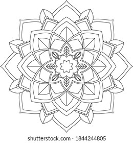 Easy Mandala coloring book simple and basic for beginners, seniors and children. Set of Mehndi flower pattern for Henna drawing and tattoo. Decoration in ethnic oriental, Indian style.