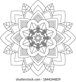 Easy Mandala coloring book simple and basic for beginners, seniors and children. Set of Mehndi flower pattern for Henna drawing and tattoo. Decoration in ethnic oriental, Indian style.