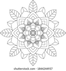 Easy Mandala coloring book simple and basic for beginners, seniors and children. Set of Mehndi flower pattern for Henna drawing and tattoo. Decoration in ethnic oriental, Indian style.