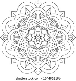 Easy Mandala coloring book simple and basic for beginners, seniors and children. Set of Mehndi flower pattern for Henna drawing and tattoo. Decoration in ethnic oriental, Indian style.