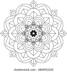 Easy Mandala coloring book simple and basic for beginners, seniors and children. Set of Mehndi flower pattern for Henna drawing and tattoo. Decoration in ethnic oriental, Indian style.