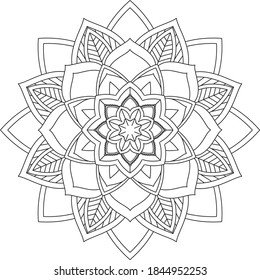 Easy Mandala coloring book simple and basic for beginners, seniors and children. Set of Mehndi flower pattern for Henna drawing and tattoo. Decoration in ethnic oriental, Indian style.