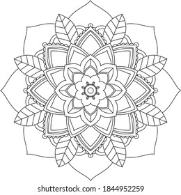 Easy Mandala coloring book simple and basic for beginners, seniors and children. Set of Mehndi flower pattern for Henna drawing and tattoo. Decoration in ethnic oriental, Indian style.