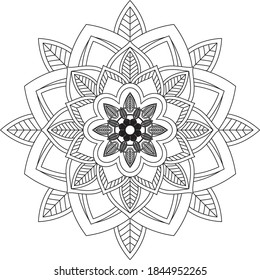 Easy Mandala coloring book simple and basic for beginners, seniors and children. Set of Mehndi flower pattern for Henna drawing and tattoo. Decoration in ethnic oriental, Indian style.