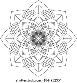 Easy Mandala coloring book simple and basic for beginners, seniors and children. Set of Mehndi flower pattern for Henna drawing and tattoo. Decoration in ethnic oriental, Indian style.