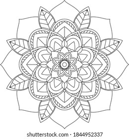 Easy Mandala coloring book simple and basic for beginners, seniors and children. Set of Mehndi flower pattern for Henna drawing and tattoo. Decoration in ethnic oriental, Indian style.