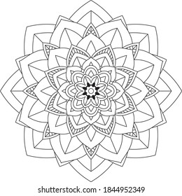 Easy Mandala coloring book simple and basic for beginners, seniors and children. Set of Mehndi flower pattern for Henna drawing and tattoo. Decoration in ethnic oriental, Indian style.