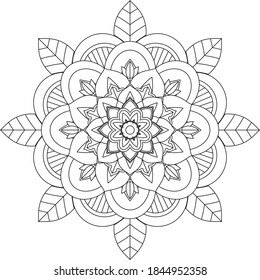 Easy Mandala coloring book simple and basic for beginners, seniors and children. Set of Mehndi flower pattern for Henna drawing and tattoo. Decoration in ethnic oriental, Indian style.