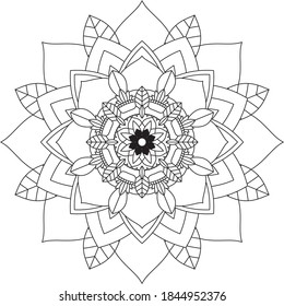 Easy Mandala coloring book simple and basic for beginners, seniors and children. Set of Mehndi flower pattern for Henna drawing and tattoo. Decoration in ethnic oriental, Indian style.