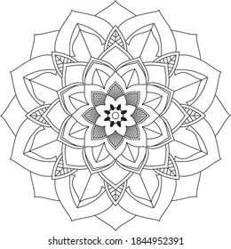 Easy Mandala coloring book simple and basic for beginners, seniors and children. Set of Mehndi flower pattern for Henna drawing and tattoo. Decoration in ethnic oriental, Indian style.