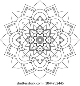 Easy Mandala coloring book simple and basic for beginners, seniors and children. Set of Mehndi flower pattern for Henna drawing and tattoo. Decoration in ethnic oriental, Indian style.