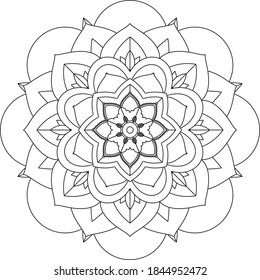 Easy Mandala coloring book simple and basic for beginners, seniors and children. Set of Mehndi flower pattern for Henna drawing and tattoo. Decoration in ethnic oriental, Indian style.