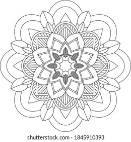 Easy Mandala coloring book simple and basic for beginners, seniors and children. Set of Mehndi flower pattern for Henna drawing and tattoo. Decoration in ethnic oriental, Indian style.