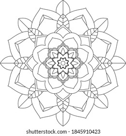 Easy Mandala coloring book simple and basic for beginners, seniors and children. Set of Mehndi flower pattern for Henna drawing and tattoo. Decoration in ethnic oriental, Indian style.