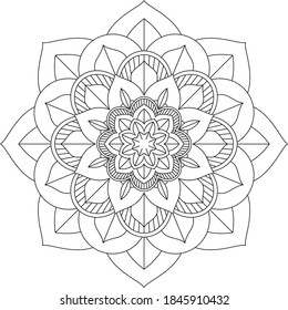 Easy Mandala coloring book simple and basic for beginners, seniors and children. Set of Mehndi flower pattern for Henna drawing and tattoo. Decoration in ethnic oriental, Indian style.