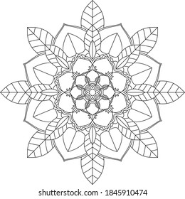 Easy Mandala coloring book simple and basic for beginners, seniors and children. Set of Mehndi flower pattern for Henna drawing and tattoo. Decoration in ethnic oriental, Indian style.