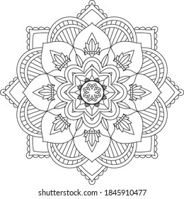Un libro sencillo y sencillo para principiantes, adultos mayores y niños. Conjunto de motivos florales de Mehndi para el dibujo y tatuaje de Henna. Decoración de estilo étnico oriental, indio.